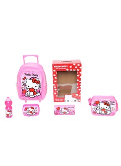 MARVEL 5-Piece Hello Kitty Printed Zipper Closure Telescopic Handle Trolley Backpack Set Multicolor 14 x 40.5 x 30 cm FKVP-02217 