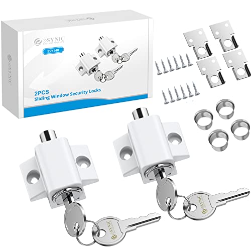 eSynic 2-Pack Heavy Duty Sliding Door & Window Locks with Keys - Universal Fit Zinc Alloy Security Lock for Patio/French Doors, Dual Installation (Punch/Non-Punch) - Weatherproof Home Safety Set - Image 1