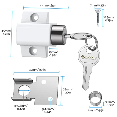eSynic 2-Pack Heavy Duty Sliding Door & Window Locks with Keys - Universal Fit Zinc Alloy Security Lock for Patio/French Doors, Dual Installation (Punch/Non-Punch) - Weatherproof Home Safety Set - Image 2