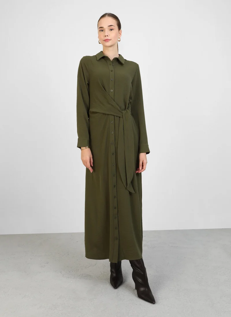 Refka by modanisa Olive Green - Modest Dress - Refka