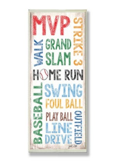 Stupell Industries The Kids Room By Stupell Home Run Baseball Typography Rectangle Wall Plaque 7 X 0.5 X 17 Proudly Made In Usa  - Image 1