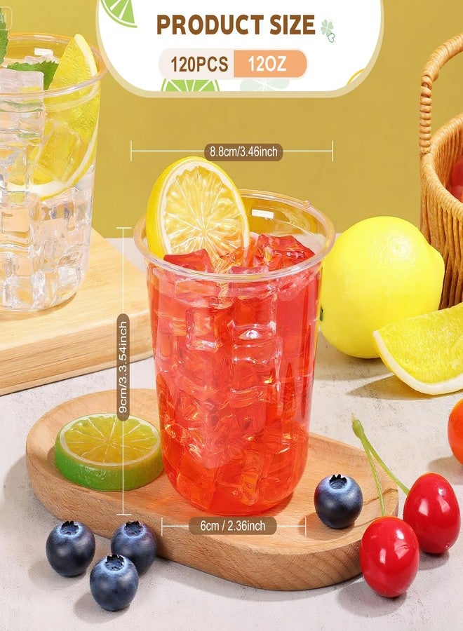 tchrules 120 Pack 12oz Clear Plastic Cups, Disposable Stemless Wine Glasses for Party, Round Bottom Plastic Cocktail Glasses, Cute Crystal Cold Drinking Cups for Holiday Wedding Birthday Picnic Events - Image 2