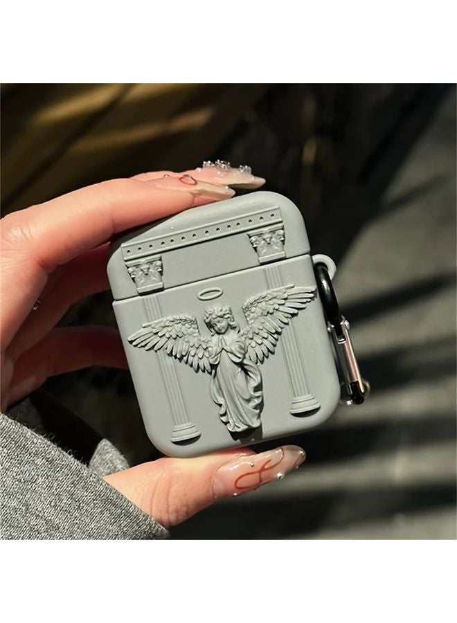 White Kawaii Angel Prayer Soft Case For Airpods 1 2 With Keychain - Image 4