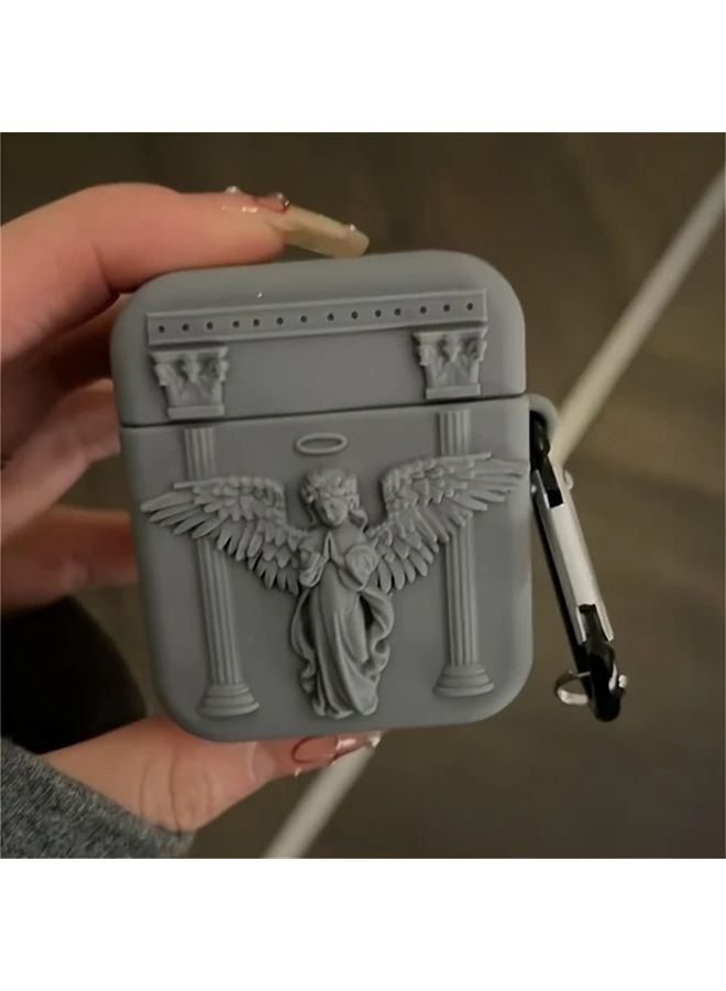 White Kawaii Angel Prayer Soft Case For Airpods 1 2 With Keychain - Image 5