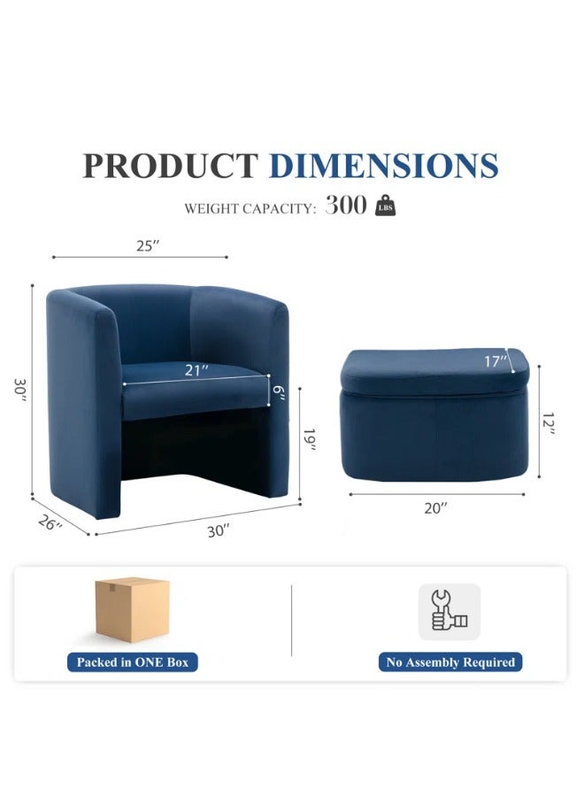 Generic Den Upholstered Accent Chair & Storable Ottoman  - Image 4