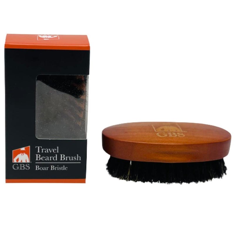 Premium Boar Bristle Beard Brush for Men Travel Size Grooming Brush with Ergonomic Wood Handle Softens Detangles Styles Beards Mustaches 100 Natural Bristles