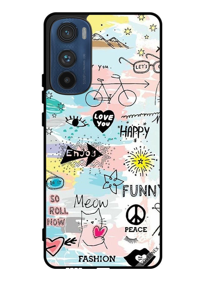 Covernex Protective Case Cover For Motorola Edge 30 Doodle Meow Enjoy - Image 1