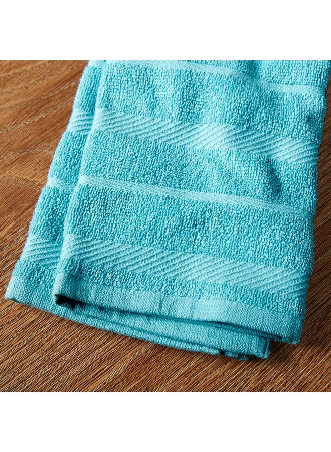 KitchenAid Albany Kitchen Towel 4-Pack Set, Aqua/White, 16"x26" - Image 3