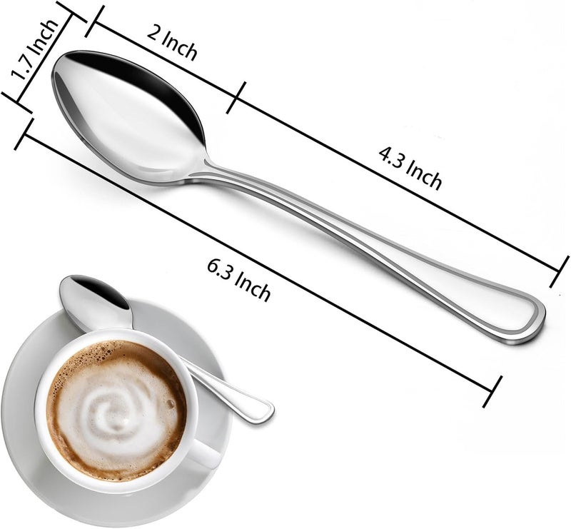 BEWOS 24-Piece Teaspoons - Tea Spoons/Coffee Spoon, 6.3-Inch Stainless Steel Silverware, Teaspoons Silverware, Small Spoons,Spoon for Hot Tea, Teaspoon Mirror Polished & Dishwasher Safe - Image 2