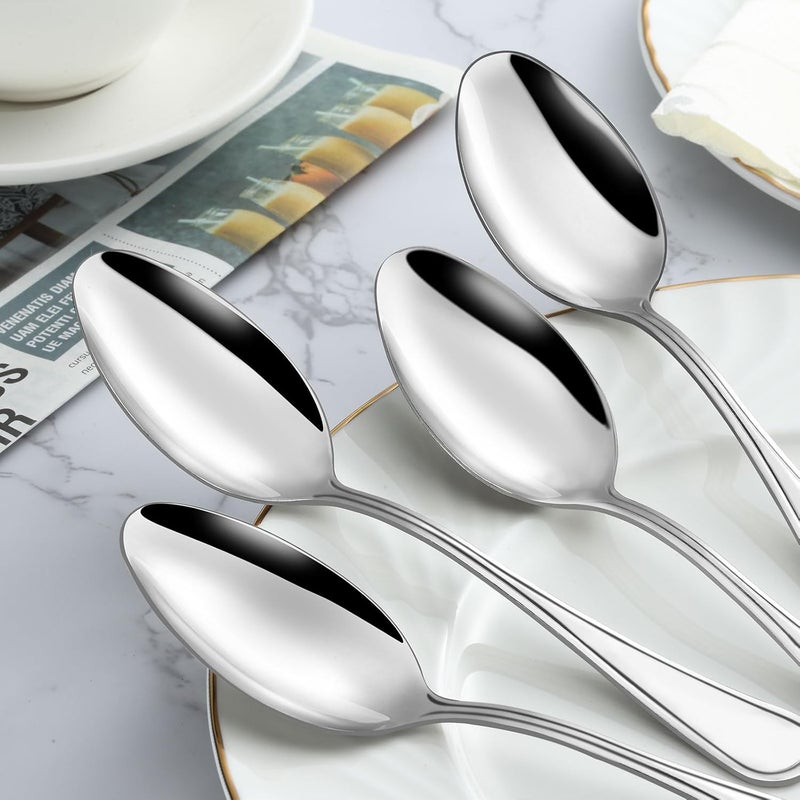 BEWOS 24-Piece Teaspoons - Tea Spoons/Coffee Spoon, 6.3-Inch Stainless Steel Silverware, Teaspoons Silverware, Small Spoons,Spoon for Hot Tea, Teaspoon Mirror Polished & Dishwasher Safe - Image 4