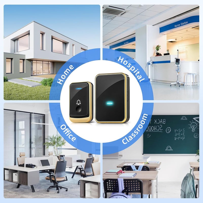 CallToU Wireless Doorbell, Waterproof Door Bell Kit, Over 500 feet Range and 45 Chime, 4 Levels Volume and LED Flash, Wireless Door Bell Kits for Home/Office/Classroom/Hospital - Image 5