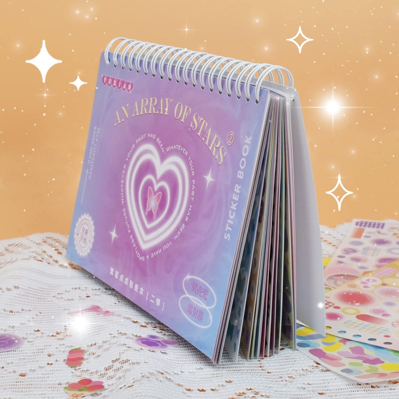 DAPUTOU 2500PCS Scrapbook Stickers Book - Cute Butterfly Stars Heart Letter Glitter Self-Adhesive Korean Bows Ribbons Kpop for Kids Girls Boys Aesthetic Craft Scrapbooking Junk Journal 50-Page - Image 4