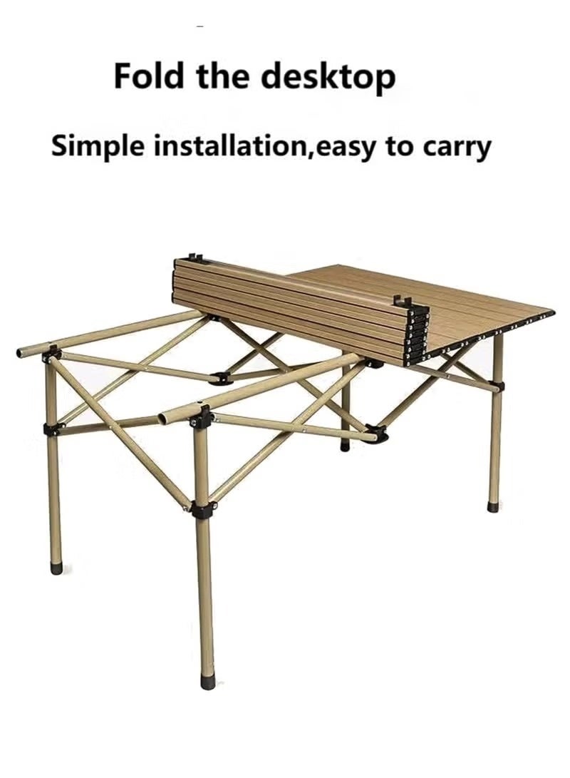 توشونكس طاولة تخييم قابلة للطي محمولة مع سطح من الألومنيوم قابل للدحرجة، خفيفة الوزن وصغيرة الحجم لسهولة الحمل، تصميم متين ومقاوم للماء، إطار فولاذي مستقر، مثالية للمغامرات الخارجية والنزهات والشواء على الشاطئ والمشي لمسافات طويلة وصيد الأسماك والسفر، 120 سم × 55 سم - Image 1