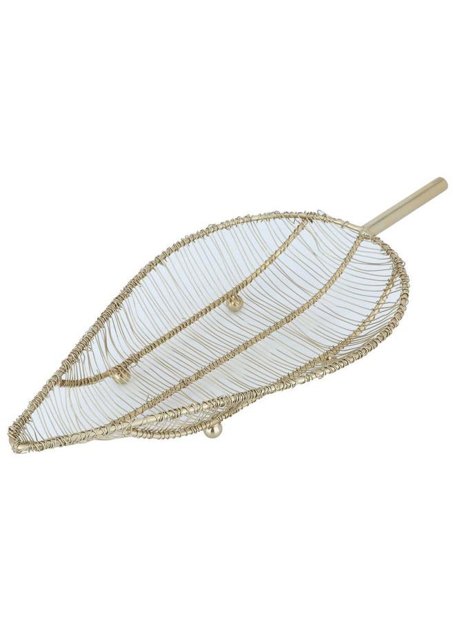 Alsaif Steel Serving Plate 35 Cm Leaf Shape Gold  - Image 1