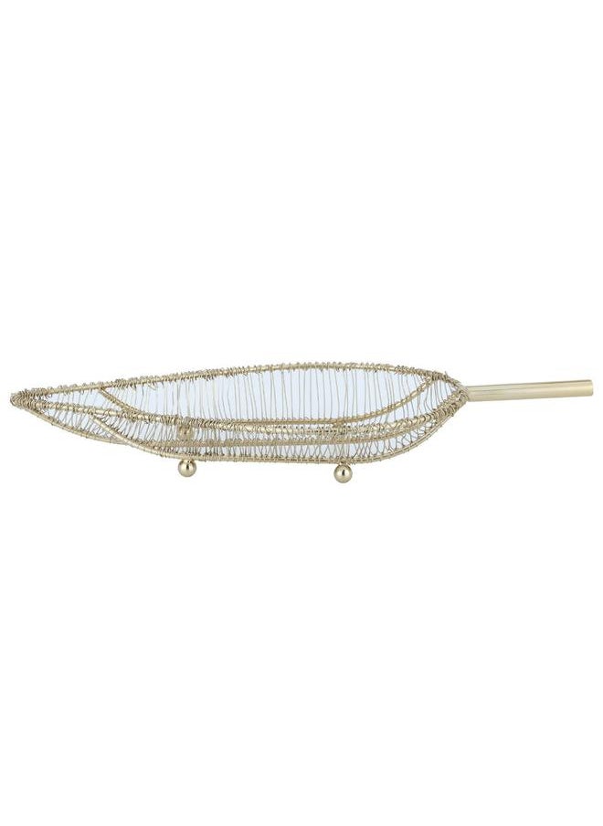 Alsaif Steel Serving Plate 35 Cm Leaf Shape Gold  - Image 2