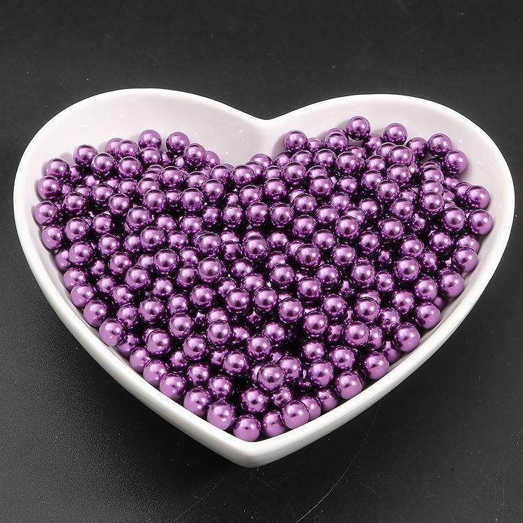 No hole imitation pearl creamy-white ABS color decorative pearl clothing accessories loose beads diy handmade jewelry accessories Dark purple