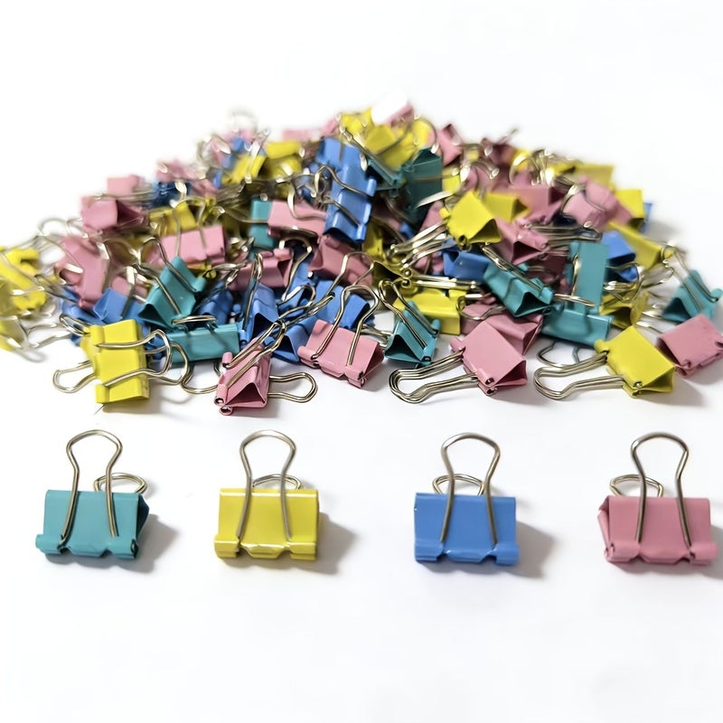 48 Pieces 15mm Mini Metal Binder Clips Four Colors Mixed For Office School And Home Use - Image 1
