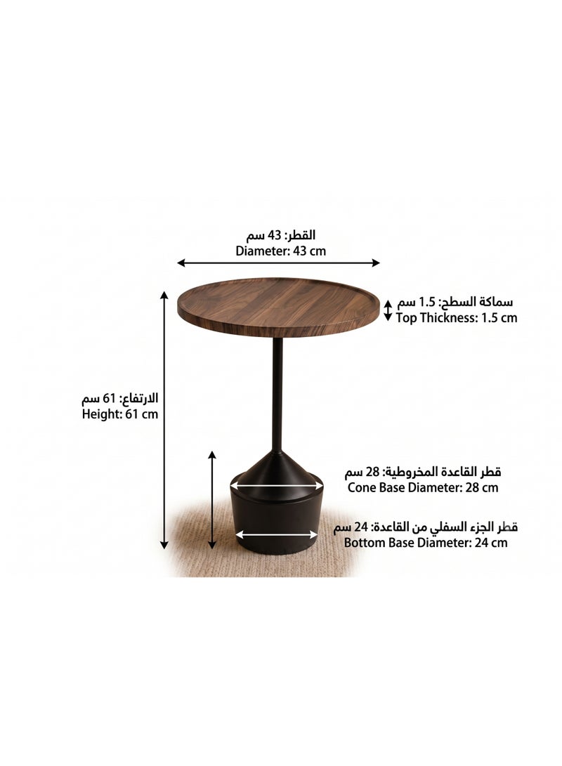 طاولة خدمة جانبية مودرن بسطح خشبي بني وقاعدة هندسية سوداء - Image 2