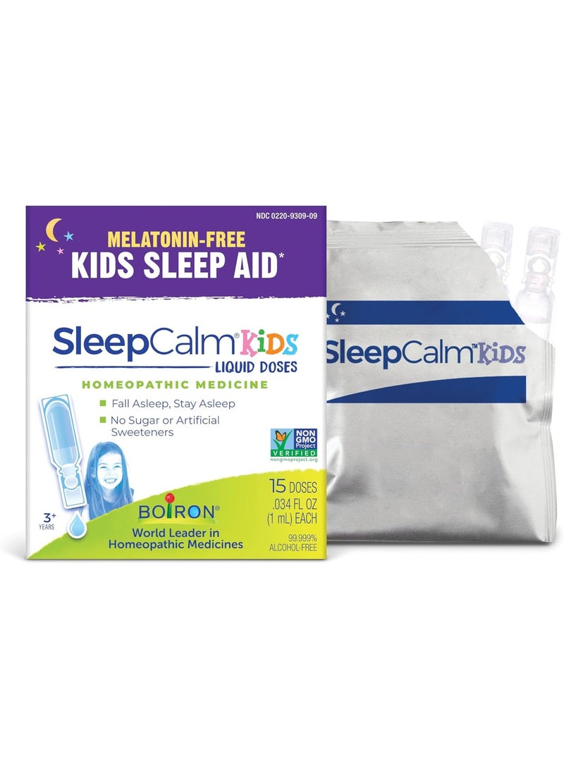 Boiron SleepCalm Kids Liquid Doses Sleep Aid for Deep, Relaxing, Restful Nighttime Sleep - Melatonin-Free and Non Habit-Forming - 15 Count