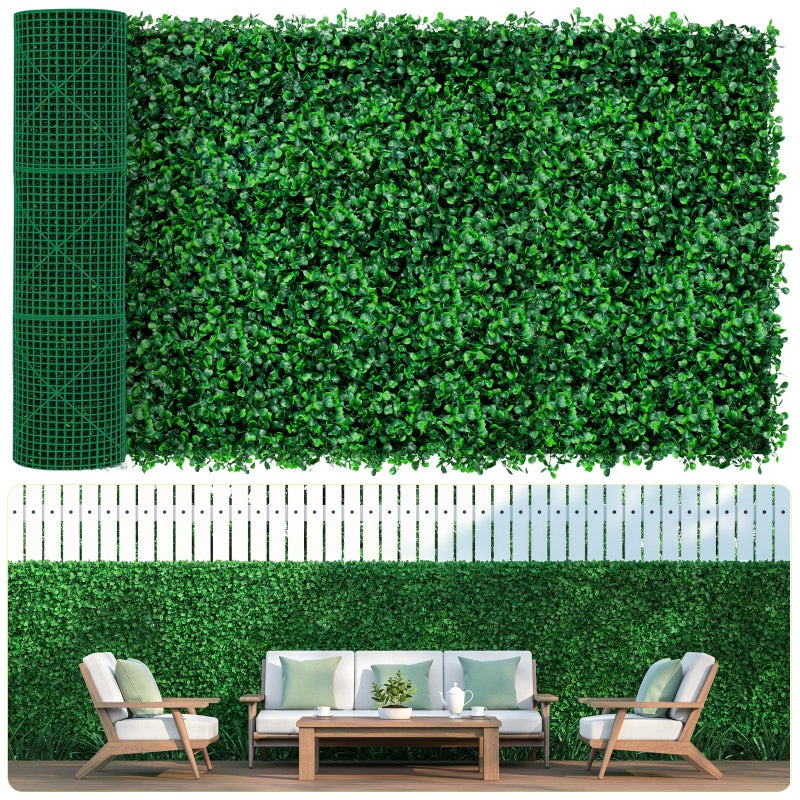 AOKIIE AOKIE 48x120 in Artificial Grass Roll Wall(40 sq ft), Boxwood Hedge Wall Panels UV-Anti Grass Backdrop Wall Decor, Greenery Privacy Hedge Screen for Indoor Outdoor Patio Balcony, Party Garden Fence - Image 1