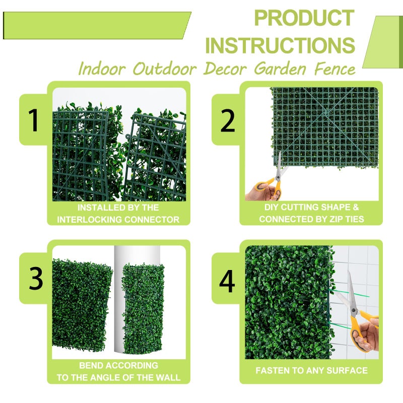 AOKIIE AOKIE 48x120 in Artificial Grass Roll Wall(40 sq ft), Boxwood Hedge Wall Panels UV-Anti Grass Backdrop Wall Decor, Greenery Privacy Hedge Screen for Indoor Outdoor Patio Balcony, Party Garden Fence - Image 4