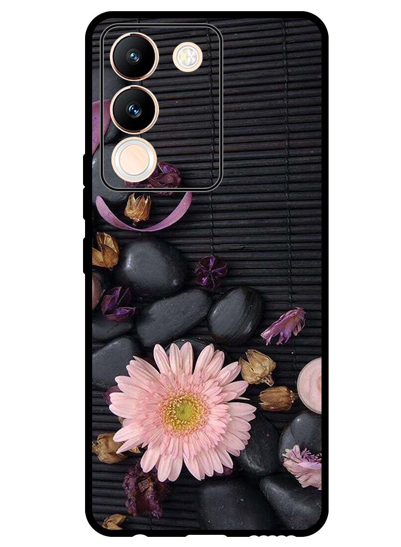 Theodor Protective Case Anti Scratch Shock Proof Bumper Cover For Vivo V29e Flowers & Stones - Image 1