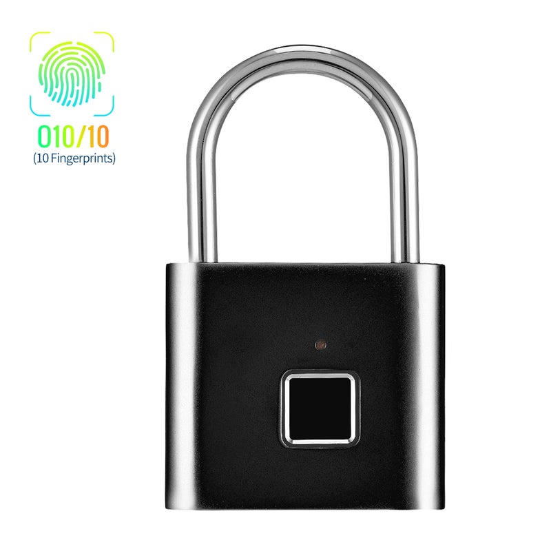 Smart Cabinet Anti-Theft Fingerprint Padlock Black 10 x 1.60 x 5.60cm - Image 5