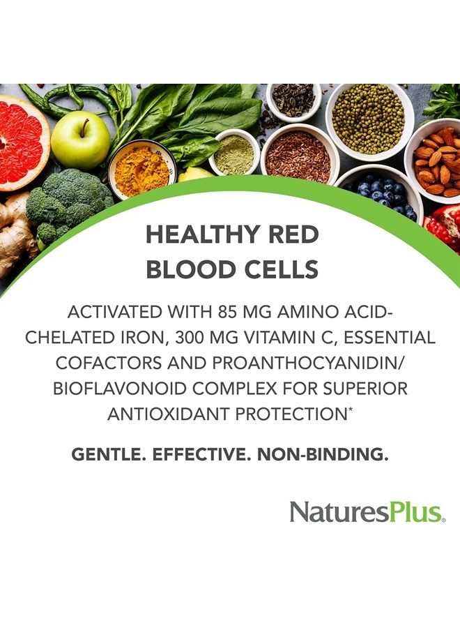 Nature's Plus NaturesPlus Hema-Plex Iron - 60 Fast-Acting Capsules - 85 mg Elemental Iron + Vitamin C & Bioflavonoids for Healthy Red Blood Cells - Vegan, Gluten Free - 30 Servings  - Image 2