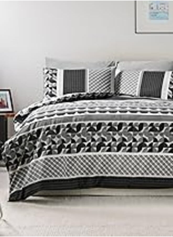 Matalan Matalan Geometric Print Duvet Cover, Double Size, Grey 