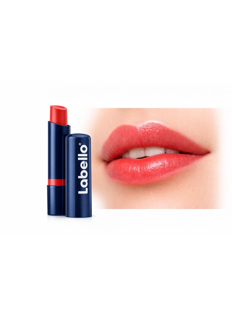 Labello Caring Beauty red 2-in-1 lip balm provides long-lasting hydration with a natural red tint, enriched with Vitamin E and organic almond oil, mineral oil-free, size 4.8g. - Image 2