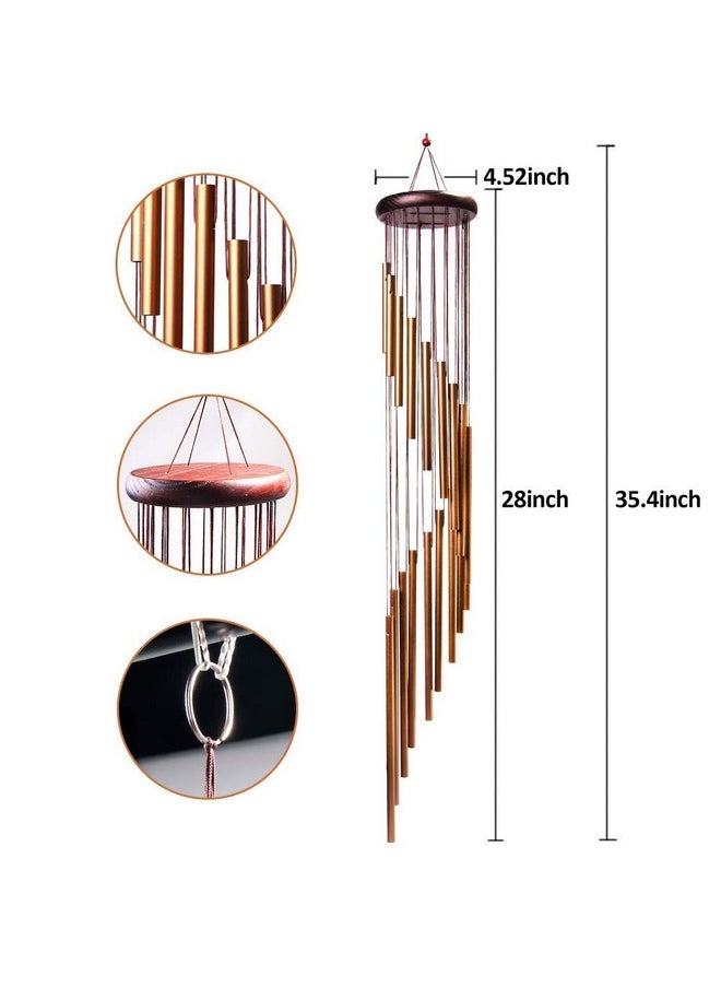 TIMESETL - TIMESETL Classic Wind Chime, 18 Aluminium Tubes Rotate WindChimes Tube Tones Magical Sounds, for Home Decoration Magical Gift (RoseGold) - Image 1
