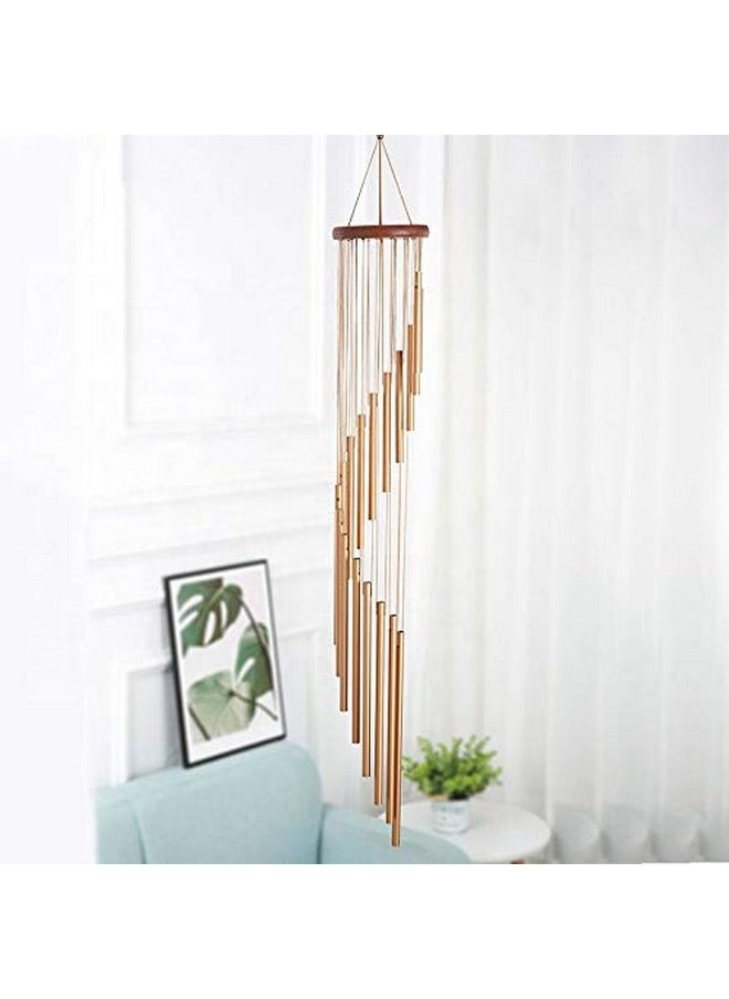 TIMESETL - TIMESETL Classic Wind Chime, 18 Aluminium Tubes Rotate WindChimes Tube Tones Magical Sounds, for Home Decoration Magical Gift (RoseGold) - Image 1