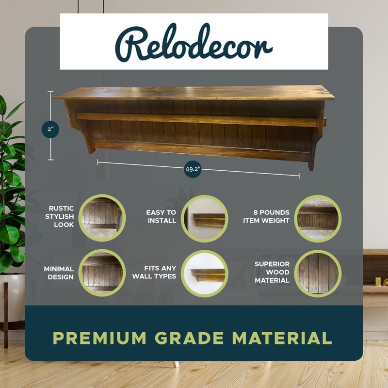 RELODECOR Wall Mounted Quilt Rack with Shelf - Solid Pine Wood, Rustic Farmhouse Style Quilt Hanger for Bedroom & Living Room Decor - Image 2