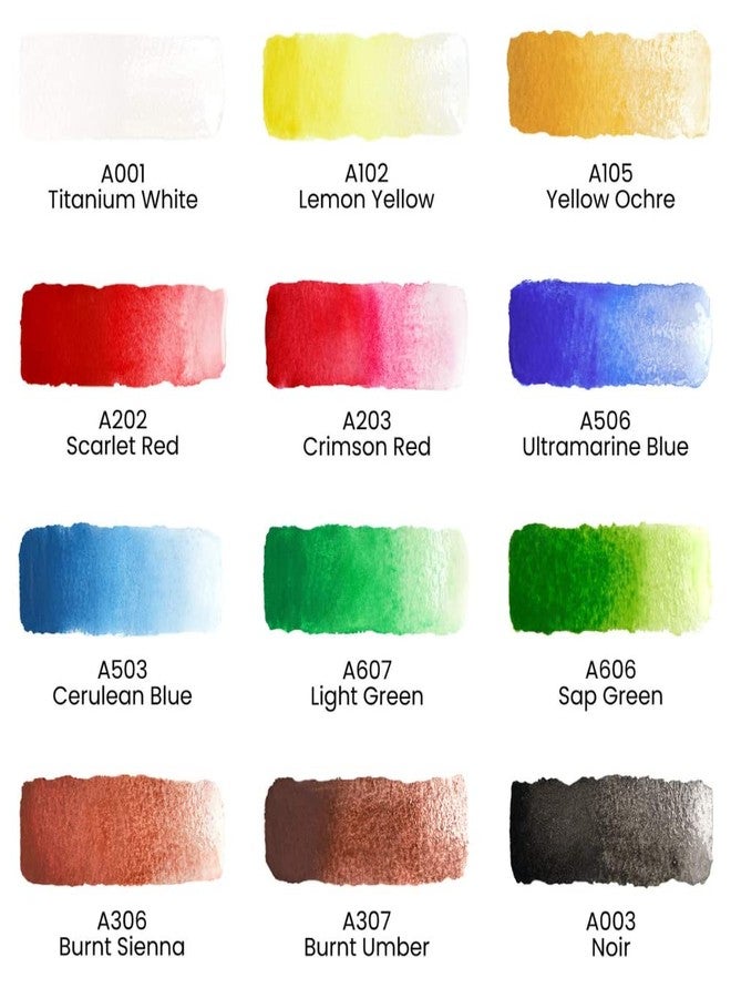 ArtRight Artists Watercolor Paint Set of 12 (6ml each) : Artist Water Color Set of 12 for Watercolour & Mixed Media Painting for Beginners, Students & Professionals - Image 2