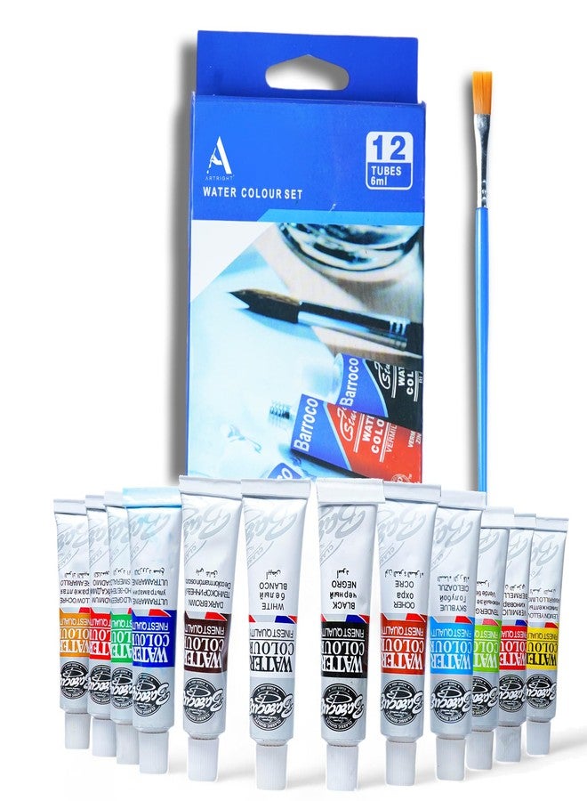 ArtRight Artists Watercolor Paint Set of 12 (6ml each) : Artist Water Color Set of 12 for Watercolour & Mixed Media Painting for Beginners, Students & Professionals - Image 1