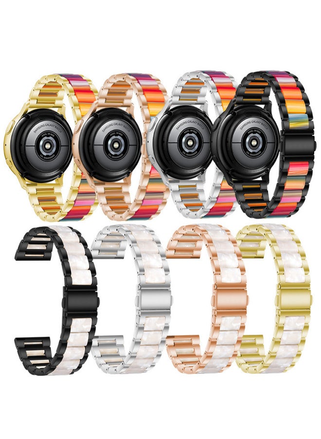 Generic - Suitable For Apple/Samsung Huawei Stainless Steel Strap Single Row Stainless Steel Resin Butterfly Buckle Apple Strap-Color:20 Silver/Colorful - Image 1