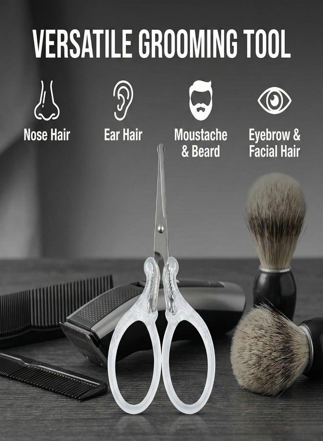 Heff Beauty Grooming Scissors for Eyebrows, Nose Hair, Facial Hair, Eyelashes | Rounded/Curved Safety Tip | Designer Transparent Handle | 3.5 Inch - Image 5