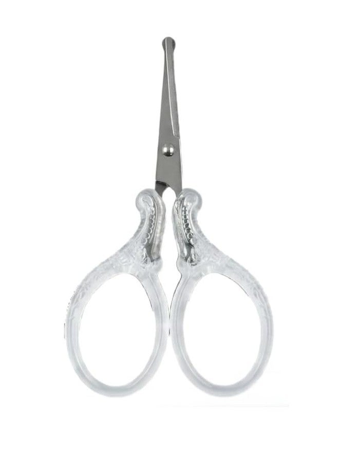Heff Beauty Grooming Scissors for Eyebrows, Nose Hair, Facial Hair, Eyelashes | Rounded/Curved Safety Tip | Designer Transparent Handle | 3.5 Inch - Image 1
