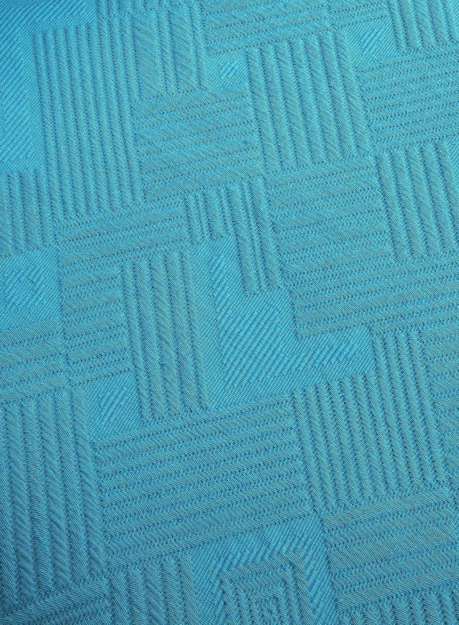 سوبيريور طقم غطاء سرير قطني فاخر مكون من قطعتين بنقشة هندسية، ديكور منزلي أنيق، غطاء سرير مزخرف، غطاء وسادة واحد، بطانية متوسطة الوزن، غطاء سرير ماتيلاسيه، تصميم عصري، مقاس مفرد، لون أزرق طاووسي - Image 3