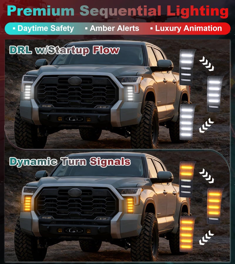 NEOXIST Fog Lights for Toyota Tundra 2022-2025 2026 Accessories 3rd Gen LED Front Grill Daytime Running Light Amber Turn Signals (OE Style) - Image 3