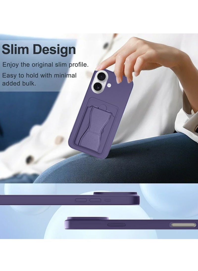 Wtech Apple iPhone 17 5G 2025 Silicone TPU Card Holder with Hand Grip Case Cover (MCHPSN) - Eggplant Purple - Image 4