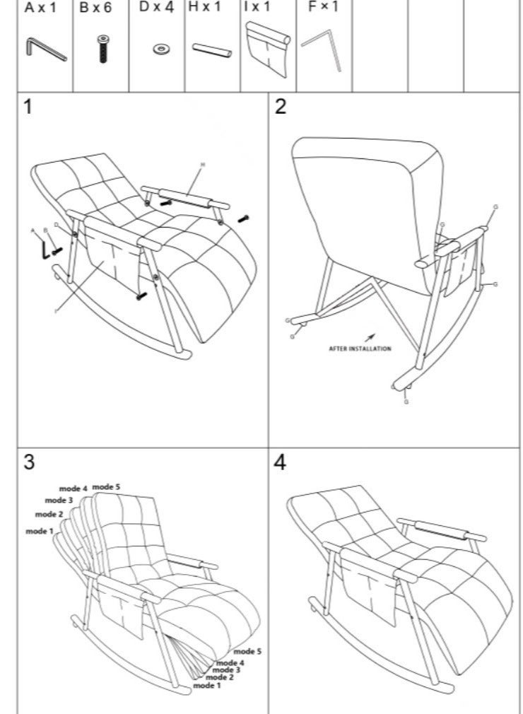 Upholstered High Back Adjustable Rocking Chair Lounge Chair with Padded Rocking Chair with Armrests Storage Bag Modern Lounger Sofa Can Lie or Sleep Lazy Chair for Bedroom Dorm Garden Patio Porch