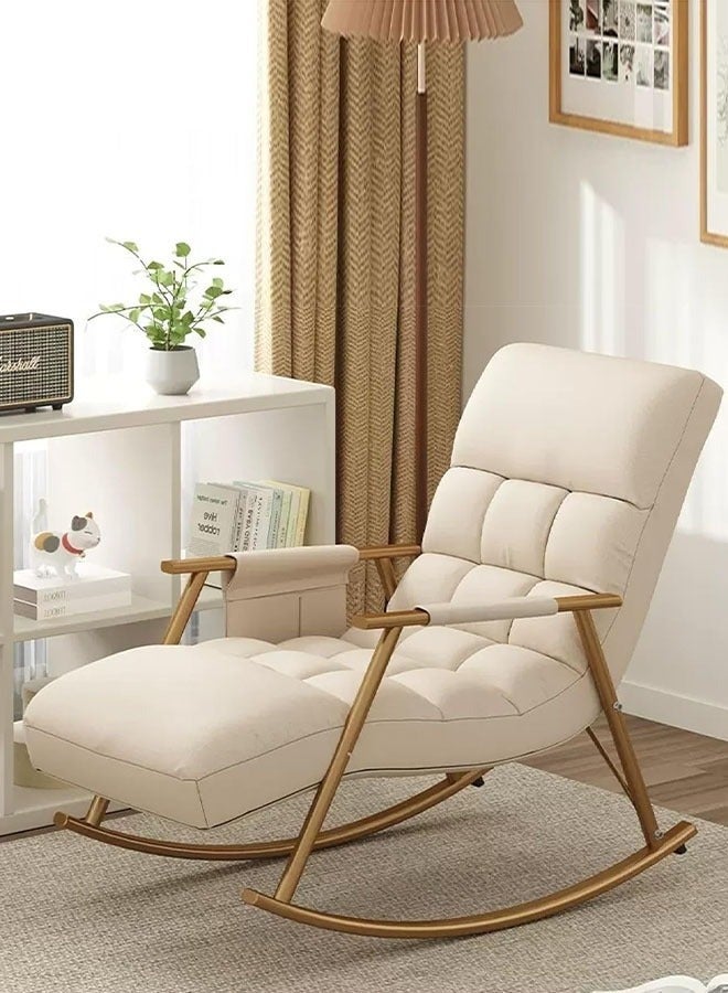 Upholstered High Back Adjustable Rocking Chair Lounge Chair with Padded Rocking Chair with Armrests Storage Bag Modern Lounger Sofa Can Lie or Sleep Lazy Chair for Bedroom Dorm Garden Patio Porch
