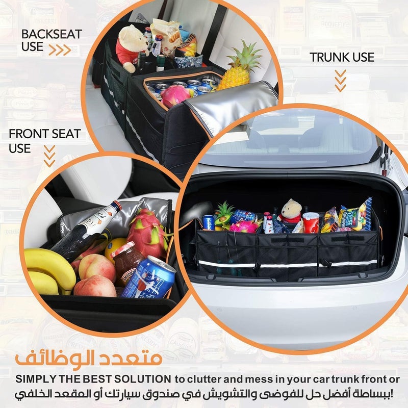 Car Trunk Organizer Box with Foldable Cover and 4 Removable Dividers - Image 4