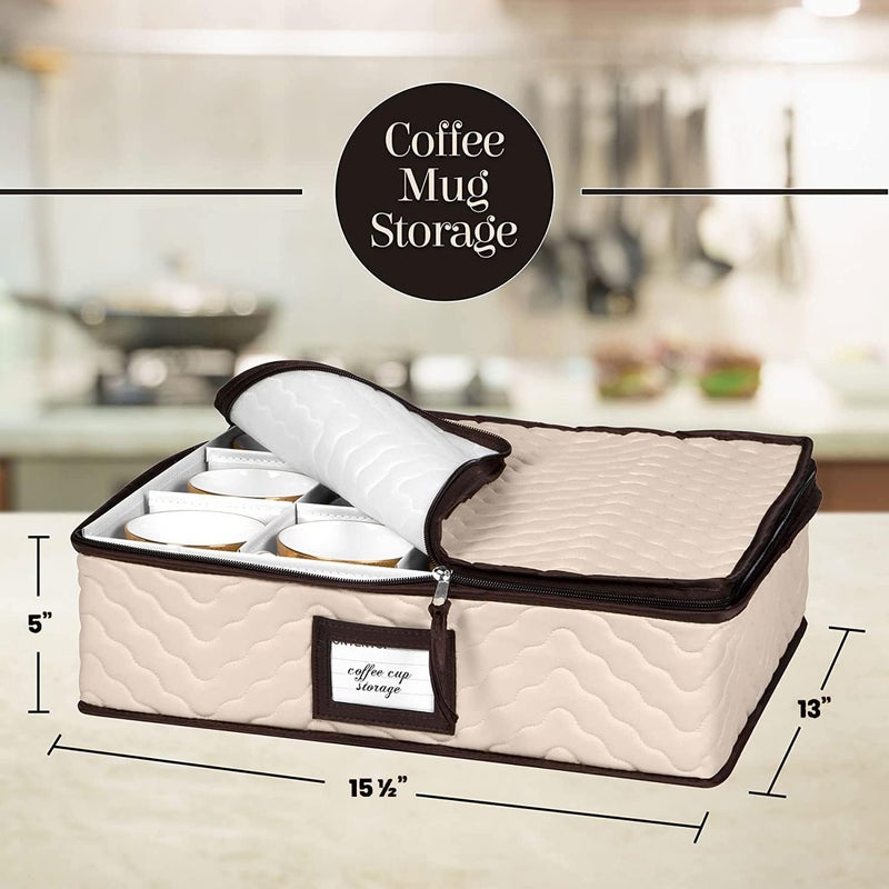 HOLDN’ STORAGE China Storage Containers 5-Piece Set Moving Boxes for Dinnerware, Glasses, Plates, Mugs and Saucers Sturdy Quilted Microfiber Dish Organizer with Dividers for Seasonal Storage - Holds Set of 12 - Image 5