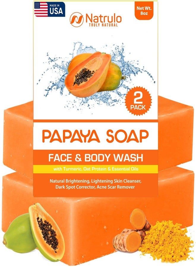 Natrulo Papaya Soap Face & Body Wash - Skin Brightening Papaya Soap Bar for Dark Spots - Reduce Acne, Cleanse Scars, & Even Skin Tone - with Turmeric, Kojic Acid & Essential Oils - for All Skin Types (2 pack) - Image 1