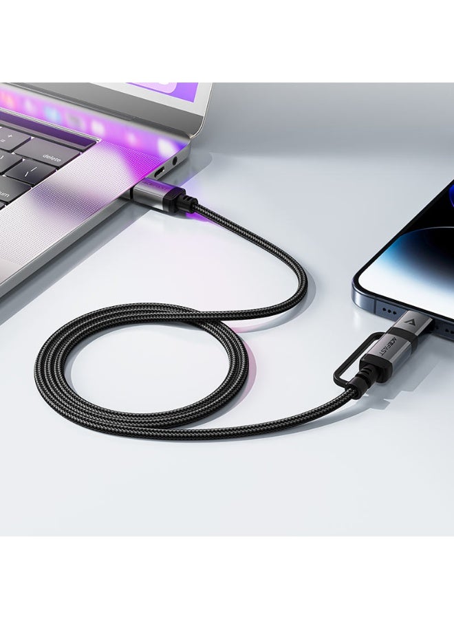 Acefast C20-01 USB-C - USB-C/ Lightning cable 60W/30W 480Mb/s 3A 1.2m - black - Image 2