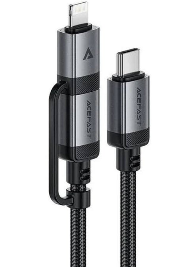 Acefast C20-01 USB-C - USB-C/ Lightning cable 60W/30W 480Mb/s 3A 1.2m - black - Image 3