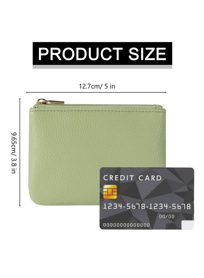 Chelmon Pu Leather Coin Purse Pouch Change Holder Small With Zipper For Men Women 2 Pcs Set (Black&Light Green) - Image 5