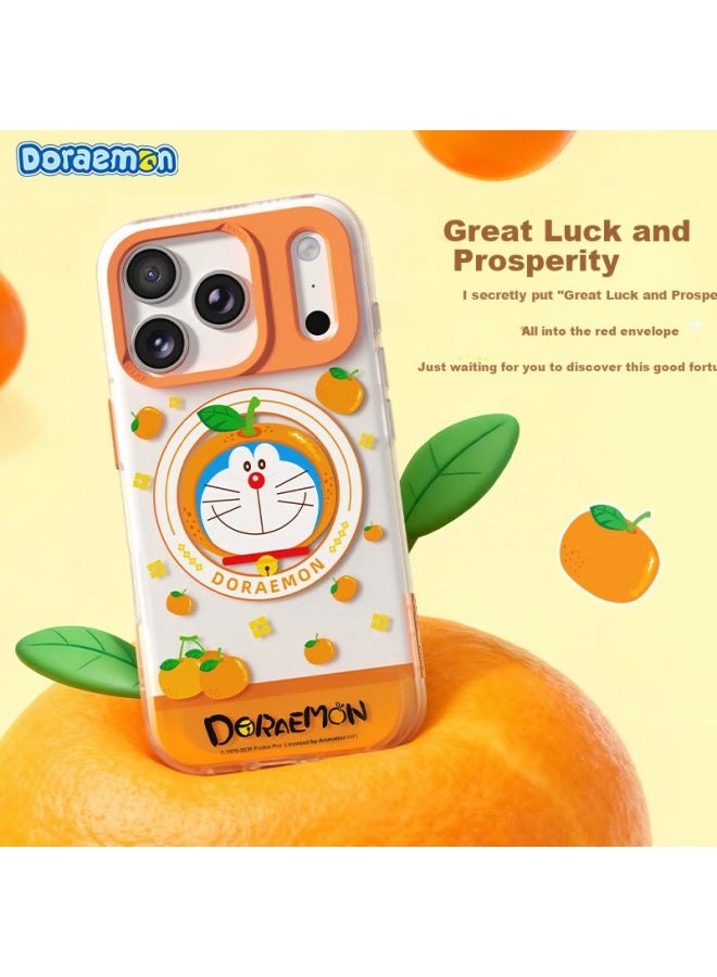 Rock Doraemon Compatible With Apple Iphone 17 Pro Max Magnetic Airbag Shockproof Full-cover Semi-transparent Matte Cute Uni Premium Of Wealth Doraemon Phone Case - Image 2